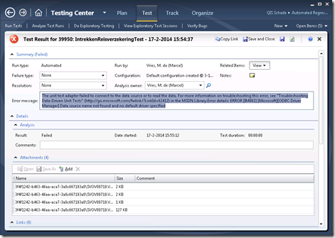 Data driven UI Tests, fixing the data connection when executing on a ...